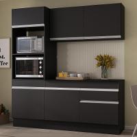 Armário De Cozinha Compacta 3 Peças Com Rodapé Mp2177 Made Multimóveis Preto/branco Preto/branco - 3