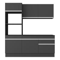 Armário De Cozinha Compacta 3 Peças Com Rodapé Mp2177 Made Multimóveis Preto/branco Preto/branco - 5