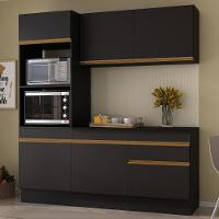 Armário De Cozinha Compacta 3 Peças Com Rodapé Mp2177 Made Multimóveis Preto/dourado Preto/dourado - 2