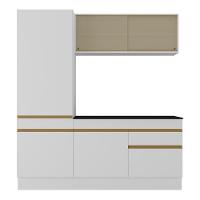 Armário De Cozinha Compacta 3 Peças Com Rodapé Mp2179 Made Multimóveis Branco/dourado Branco/dourado - 5
