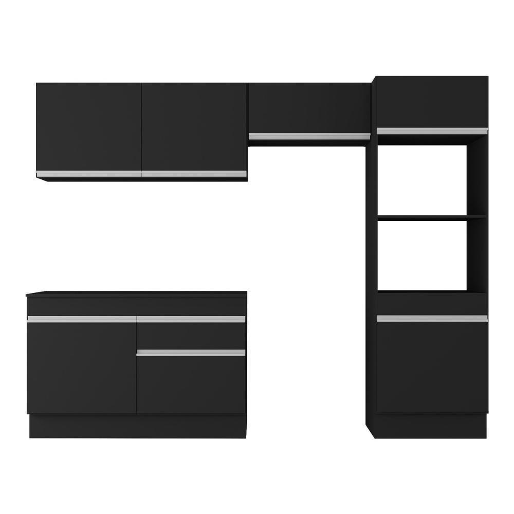 Armário De Cozinha Compacta 4 Peças Com Rodapé Mp2193 Made Multimóveis Preto/branco Preto/branco - 5