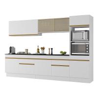 Armário De Cozinha Completa 5 Peças Com Rodapé Mp2175 Made Multimóveis Branco/dourado Branco/dourado - 1