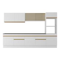 Armário De Cozinha Completa 5 Peças Com Rodapé Mp2175 Made Multimóveis Branco/dourado Branco/dourado - 5