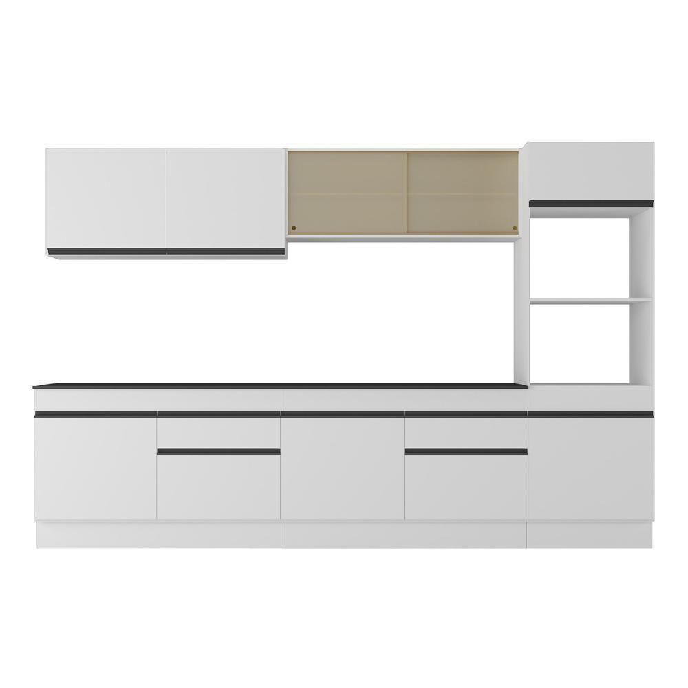 Armário De Cozinha Completa 5 Peças Com Rodapé Mp2175 Made Multimóveis Branco/preto Branco/preto - 2