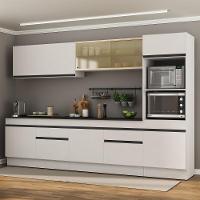 Armário De Cozinha Completa 5 Peças Com Rodapé Mp2175 Made Multimóveis Branco/preto Branco/preto - 3