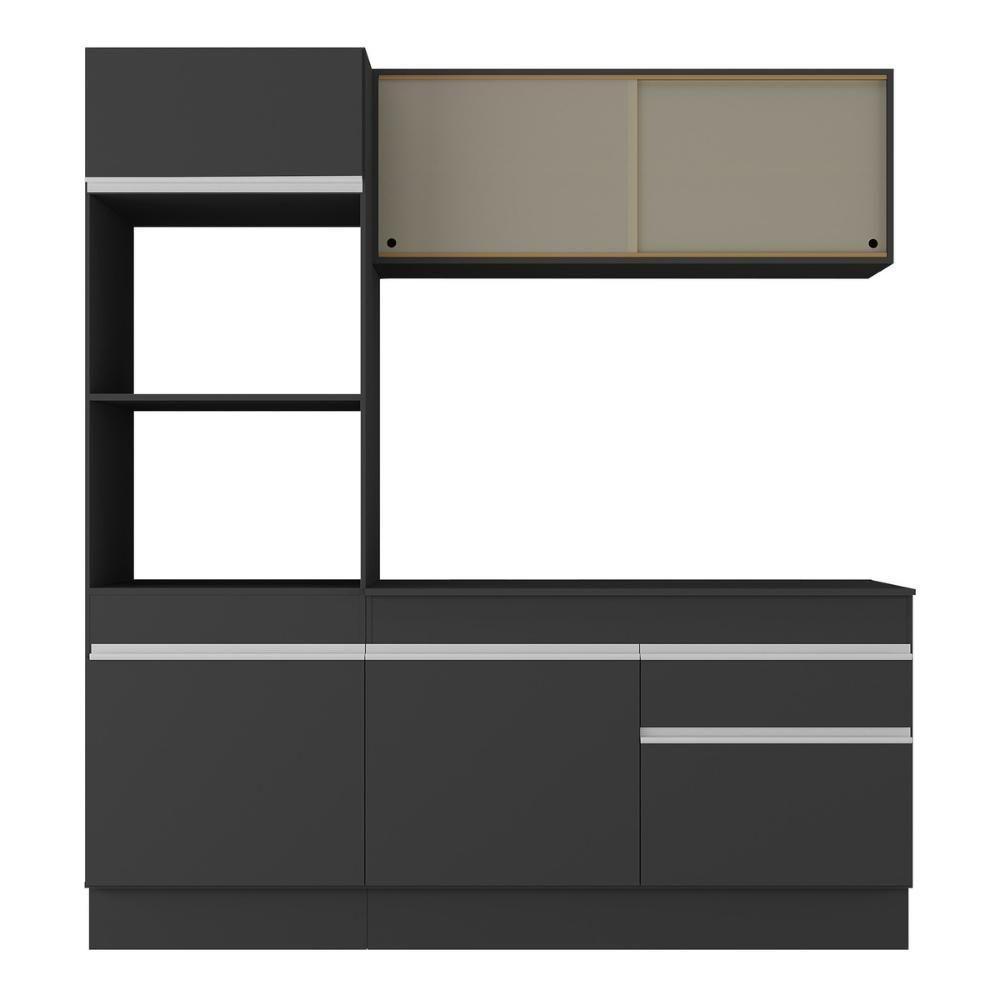 Armário De Cozinha Compacta 3 Peças Com Rodapé Mp2178 Made Multimóveis Preto/branco Preto/branco - 5