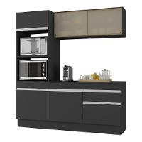 Armário De Cozinha Compacta 3 Peças Com Rodapé Mp2178 Made Multimóveis Preto/branco Preto/branco - 1