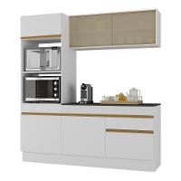 Armário De Cozinha Compacta 3 Peças Com Rodapé Mp2178 Made Multimóveis Branco/dourado Branco/dourado - 1