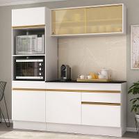 Armário De Cozinha Compacta 3 Peças Com Rodapé Mp2178 Made Multimóveis Branco/dourado Branco/dourado