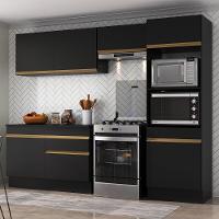 Armário De Cozinha Compacta 4 Peças Com Rodapé Mp2193 Made Multimóveis Preto/dourado Preto/dourado - 2