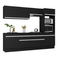 Armário De Cozinha Completa 5 Peças Com Rodapé Mp2180 Made Multimóveis Preto/branco Preto/branco - 1