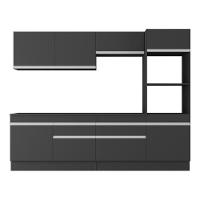 Armário De Cozinha Completa 5 Peças Com Rodapé Mp2180 Made Multimóveis Preto/branco Preto/branco - 5