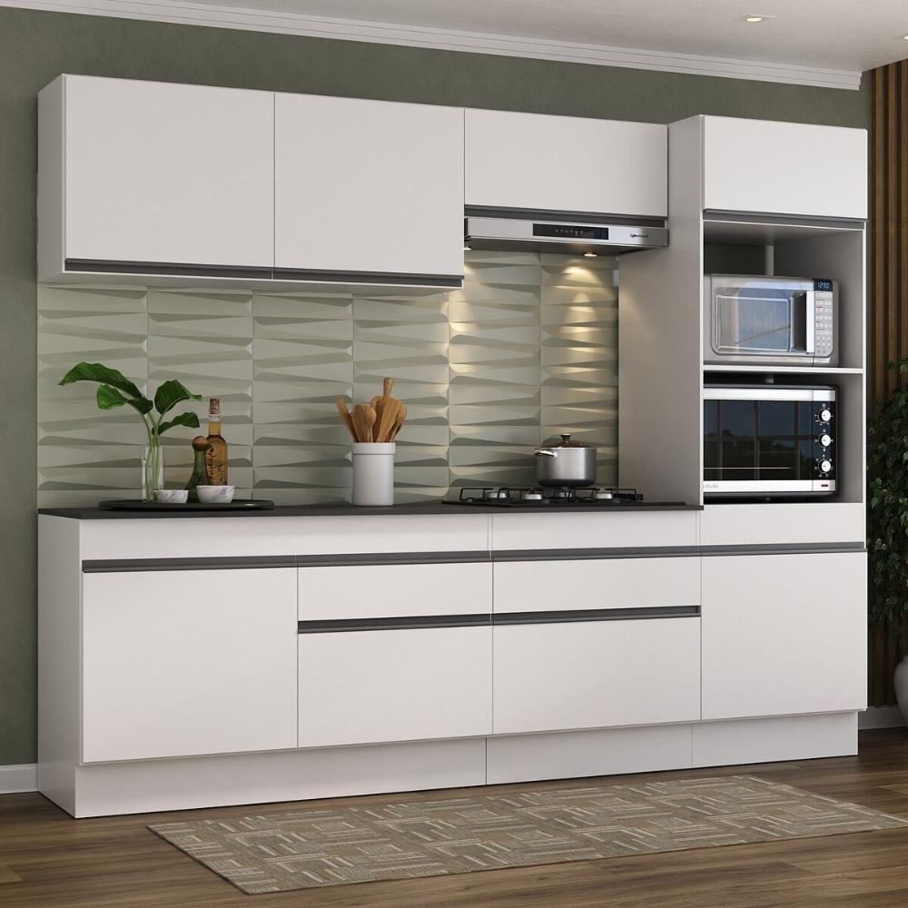 Armário De Cozinha Completa 5 Peças Com Rodapé Mp2180 Made Multimóveis Branco/preto Branco/preto - 2