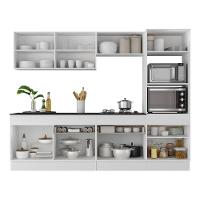 Armário De Cozinha Completa 5 Peças Com Rodapé Mp2180 Made Multimóveis Branco/preto Branco/preto