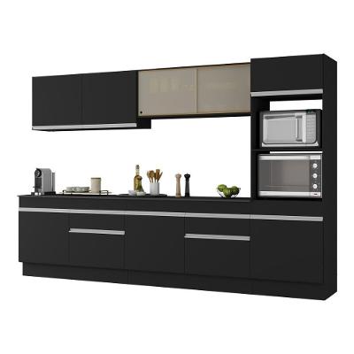 Armário De Cozinha Completa 5 Peças Com Rodapé Mp2175 Made Multimóveis Preto/branco Preto/branco