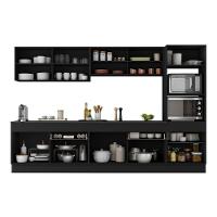 Armário De Cozinha Completa 5 Peças Com Rodapé Mp2175 Made Multimóveis Preto/branco Preto/branco