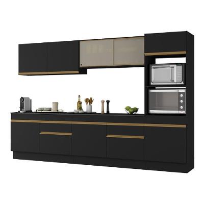 Armário de Cozinha Completa 5 Peças Mp2175 10 Portas 2 Gavetas MDP Preto