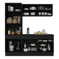 Armário De Cozinha Compacta 3 Peças Com Rodapé Mp2179 Made Multimóveis Preto/branco Preto/branco