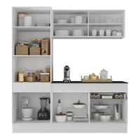Armário De Cozinha Compacta 3 Peças Com Rodapé Mp2179 Made Multimóveis Branco/preto Branco/preto - 2