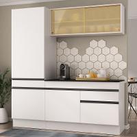 Armário De Cozinha Compacta 3 Peças Com Rodapé Mp2179 Made Multimóveis Branco/preto Branco/preto