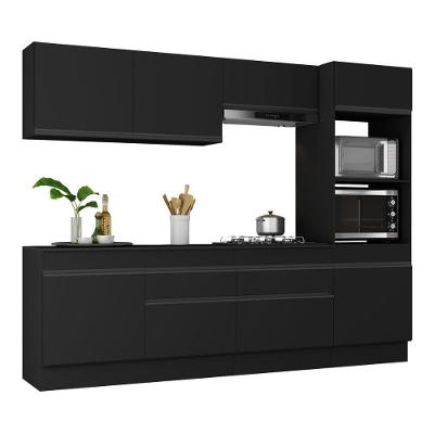 Armário de Cozinha Completa Mp2180 8 Portas 2 Gavetas MDP 252cm Preto