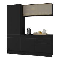 Armário De Cozinha Compacta 3 Peças Com Rodapé Mp2179 Made Multimóveis Preto Preto - 1