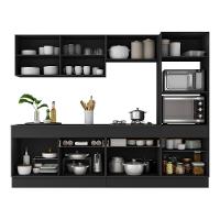 Armário De Cozinha Completa 5 Peças Com Rodapé Mp2180 Made Multimóveis Preto/dourado Preto/dourado