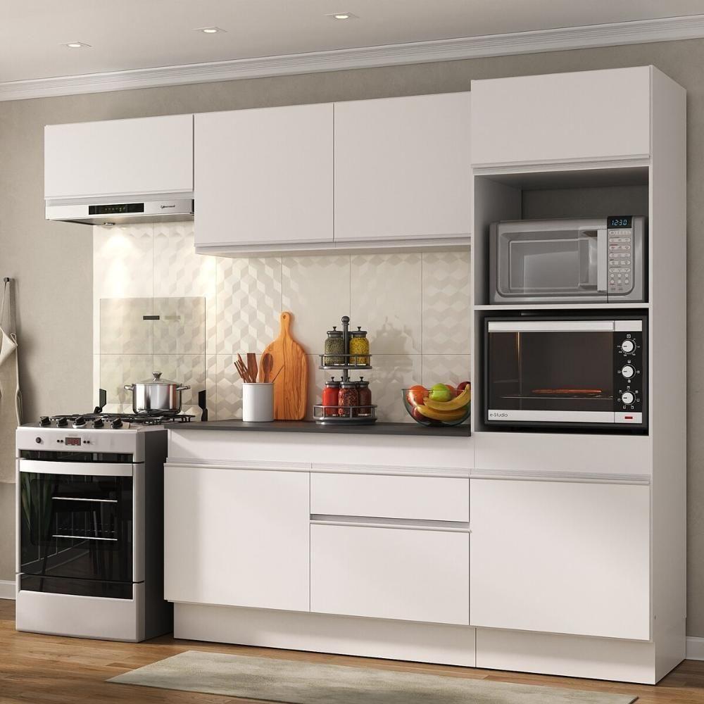 Armário De Cozinha Compacta 4 Peças Com Rodapé Mp2176 Made Multimóveis Branco Branco - 4