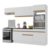 Armário De Cozinha Compacta 4 Peças Com Rodapé Mp2176 Made Multimóveis Branco/dourado Branco/dourado - 1