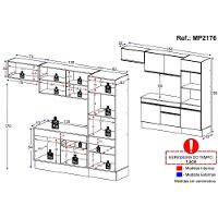 Armário De Cozinha Compacta 4 Peças Com Rodapé Mp2176 Made Multimóveis Branco/dourado Branco/dourado - 2