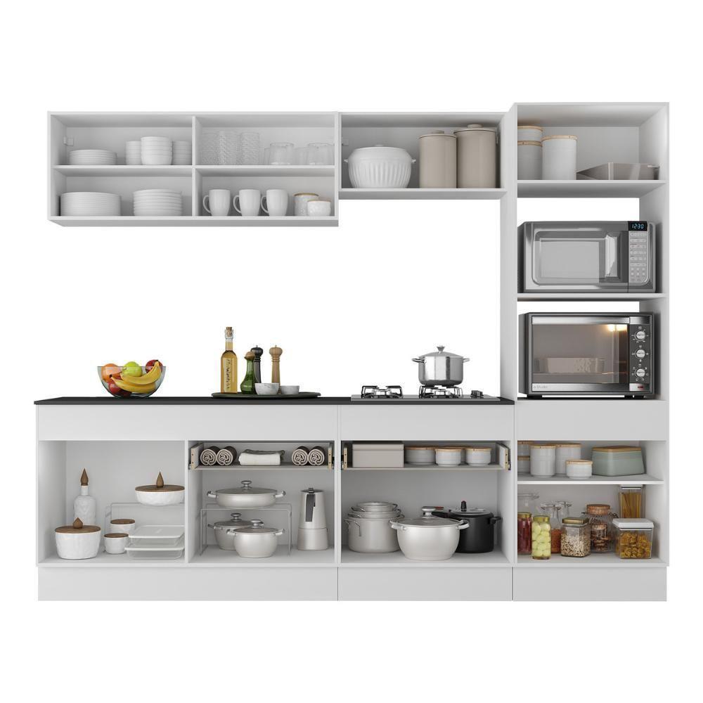 Armário De Cozinha Completa 5 Peças Com Rodapé Mp2181 Made Multimóveis Branco Branco - 3