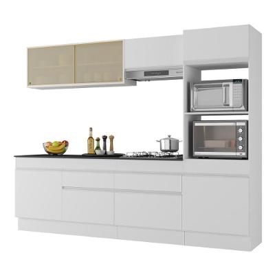 Armário de Cozinha Completa Mp2181 8 Portas 2 Gavetas Mdf 252cm Preto