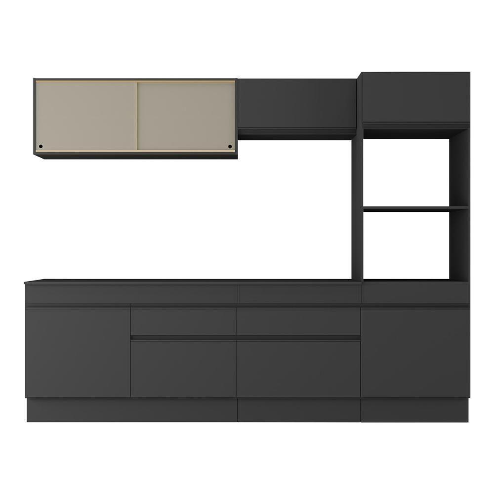 Armário De Cozinha Completa 5 Peças Com Rodapé Mp2181 Made Multimóveis Preto Preto - 5