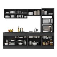 Armário De Cozinha Completa 5 Peças Com Rodapé Mp2181 Made Multimóveis Preto Preto - 2