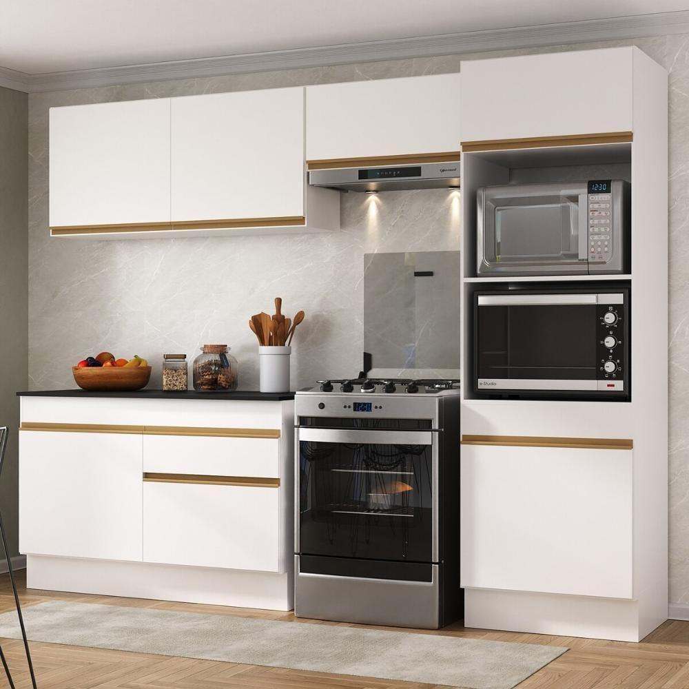 Armário De Cozinha Compacta 4 Peças Com Rodapé Mp2193 Made Multimóveis Branco/dourado Branco/dourado - 2