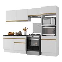Armário De Cozinha Compacta 4 Peças Com Rodapé Mp2193 Made Multimóveis Branco/dourado Branco/dourado - 1