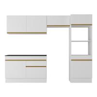 Armário De Cozinha Compacta 4 Peças Com Rodapé Mp2193 Made Multimóveis Branco/dourado Branco/dourado - 5