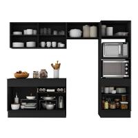 Armário De Cozinha Compacta 4 Peças Com Rodapé Mp2193 Made Multimóveis Preto Preto - 2