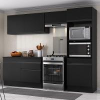 Armário De Cozinha Compacta 4 Peças Com Rodapé Mp2193 Made Multimóveis Preto Preto