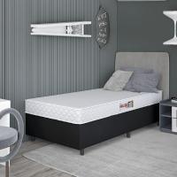 Cama Box Colchão Solteiro Espuma D20 Malibu 78x188x50cm Branco / Preto Hellen Preto - 2