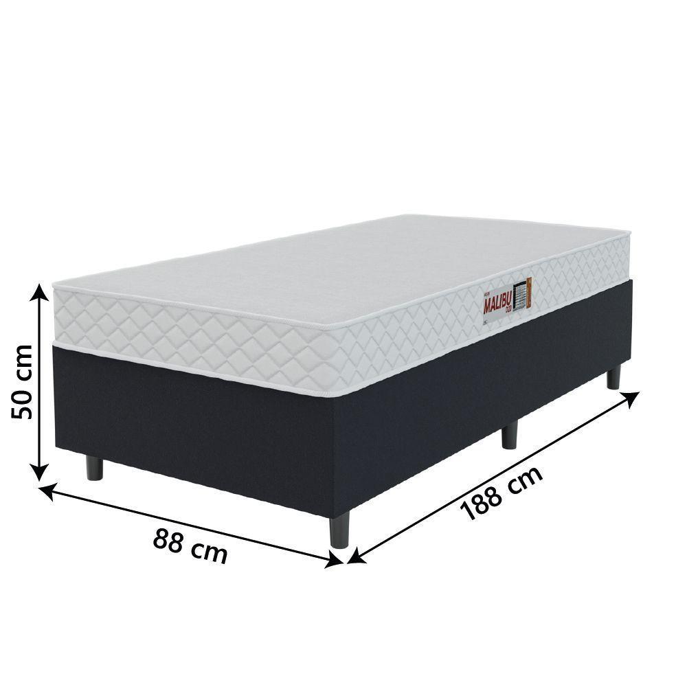 Cama Box Colchão Solteiro Espuma D20 Malibu 88x188x50cm Branco / Preto Hellen Preto - 5