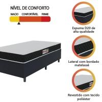 Cama Box Colchão Solteiro Espuma D20 Malibu 78x188x50cm Preto / Branco Hellen Preto - 3