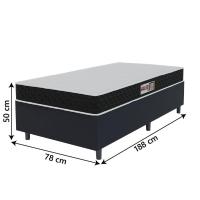 Cama Box Colchão Solteiro Espuma D20 Malibu 78x188x50cm Preto / Branco Hellen Preto