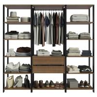 Guarda-roupa Closet Modulado Valencia 2 Gavetas 188cm Rustic/preto Madesa 01 Rustic/preto - 2