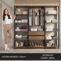 Guarda-roupa Closet Modulado Valencia 2 Gavetas 188cm Rustic/preto Madesa 01 Rustic/preto - 3
