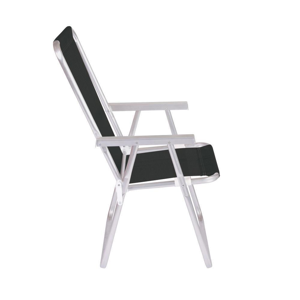 Kit 2 Cadeira Praia Alta Alumínio Conforto Preto 120kg Mor - 8