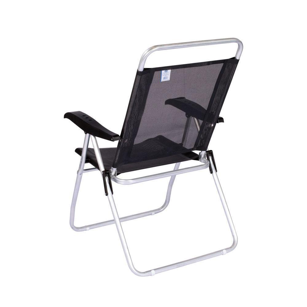 Cadeira De Praia Alta Reclinável Boreal Com Porta Copo Mor Cor:preto Preto - 4