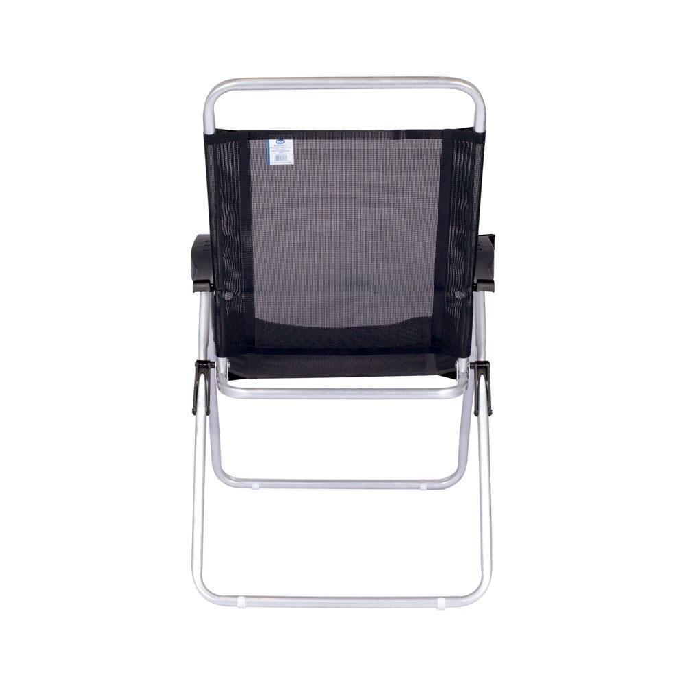 Cadeira De Praia Alta Reclinável Boreal Com Porta Copo Mor Cor:preto Preto - 6