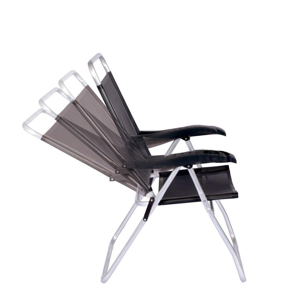 Cadeira De Praia Alta Reclinável Boreal Com Porta Copo Mor Cor:preto Preto - 7