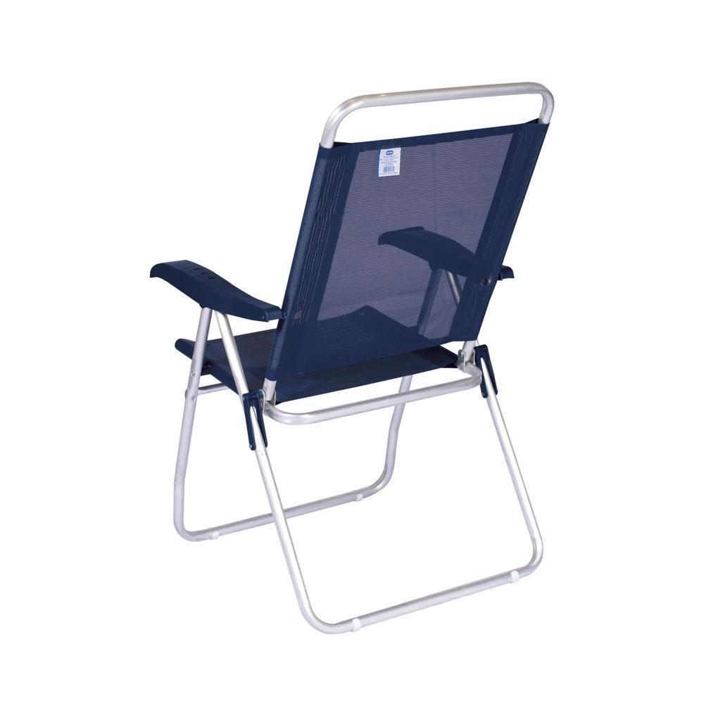 Cadeira De Praia Alta Reclinável Boreal Com Porta Copo Mor Cor:azul Marinho Azul Marinho - 2